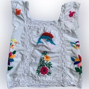 Girls Mexican 🇲🇽 Floral Embroidered handmade white shirt top | girls 3T